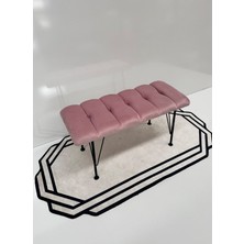 Yirmi15 Metal Ayaklı Eco Pembe Babyface Puf & Bench- Pembe Bench