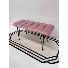 Yirmi15 Metal Ayaklı Eco Pembe Babyface Puf & Bench- Pembe Bench