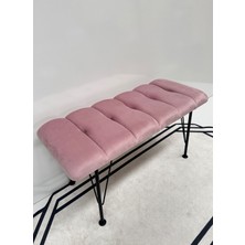 Yirmi15 Metal Ayaklı Eco Pembe Babyface Puf & Bench- Pembe Bench