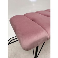 Yirmi15 Metal Ayaklı Eco Pembe Babyface Puf & Bench- Pembe Bench