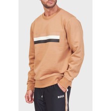 Boss Şeritli Organik Pamuklu Bisiklet Yaka Relaxed Fit Sweat Erkek Sweat 50501498 260