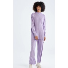 Butik By Burçin Regular Yarım Balıkçı Yaka Mor Tunik