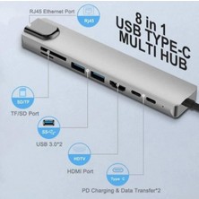 Favors Macbook Pro Air USB Type-C Hub Dönüştürücü Çoklayıcı USB Hdmi, Tf, Sd, Pd, Ethernet Çevirici 8in1