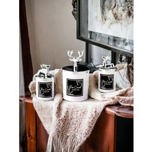 Tiem Concept  Özel Tasarım Dekoratif Gümüş Geyikli  Vanilya Kokulu 3'lü Beyaz Bardak Mum Seti
