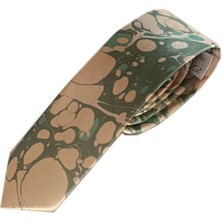 ElifEbru Exclusive Handicrafts Saten Kravat Altın Rengi Yeşil Sakr 128