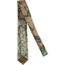 ElifEbru Exclusive Handicrafts Saten Kravat Altın Rengi Yeşil Sakr 128