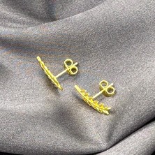 JewelbyAila Başak Modeli Altın Kaplama Kadın Gümüş Küpe