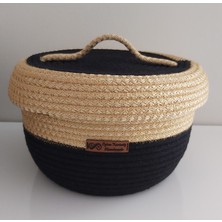 Home Decors By Özlem Kapaklı Sepet Hasır Sepet Düzenleyici Hediyelik Dekorasyon Sepet Organizer - 22X13CM