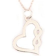 Altın Marketim 925 Ayar Rose Altın Kaplama Kalp Gümüş Kolye