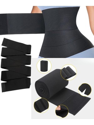 Artual Tummy Wrap Waist Trainer 4 metre Korse Kemer  Toparlayıcı Sıkılaştırıcı Bel  Korse Kum Saati Görünümü  Bel Korsesi Zayıflama Kemeri Bele Dolamalı 4 metre Termal Sauna Kemer