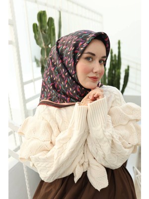 Silk Home Twill Ipek Eşarp  Acı Kahve, Taba, Mor, Koyu Yeşil, Turkuaz 11413-41