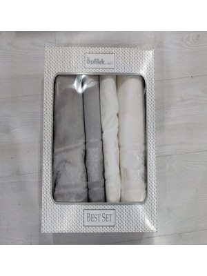 Özdilek Hamam Takımı Camellia Gri Krem