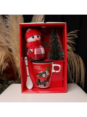 Piraye Gift Seramik Işıklı Çam Ağacı Noel Baba Yılbaşı Kupa Bardak Seti