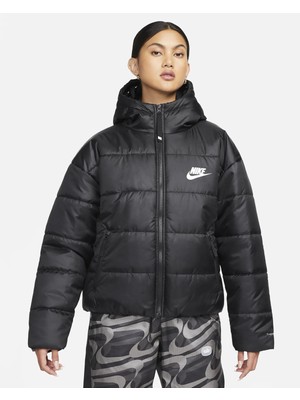 Nike Sportswear Therma-Fıt Repel Siyah Sentetik Dolgulu Kapüşonlu Kadın Ceketi Mont DX1797-010