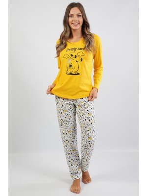 Espuar Kadın Sunny Days Kedi Köpek Desenli Uzun Kol Pijama Takımı