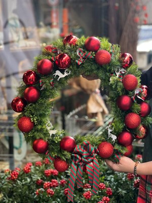 Alp Design Yılbaşı Kapı Süsü Şömine Çelengi Noel Çelenk Büyük Boy El Yapımı Akalite Malzeme