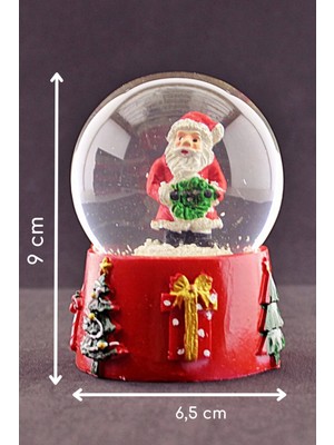 Knittingtr Noel Baba Merry Christmas Tasarımlı 9 cm Orta Boy Işıklı Kar Küresi 1b