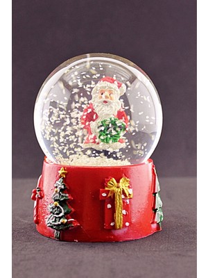 Knittingtr Noel Baba Merry Christmas Tasarımlı 9 cm Orta Boy Işıklı Kar Küresi 1b