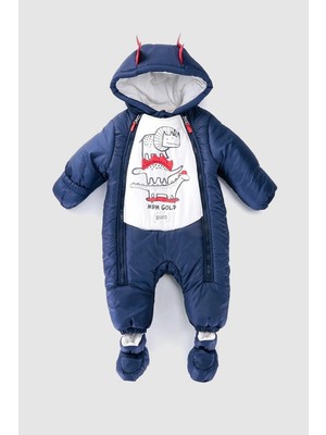 Modacity Sevimli Bebek Ejderhalar Figürlü Kışlık Iç Astarı  Pamuklu Kapüşonlu Kozmonot-Astronot Tulum