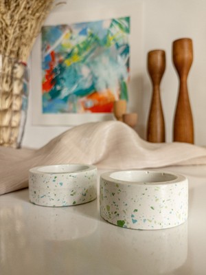 Terrazzo 2'li Dekoratif Tealight Mumluk