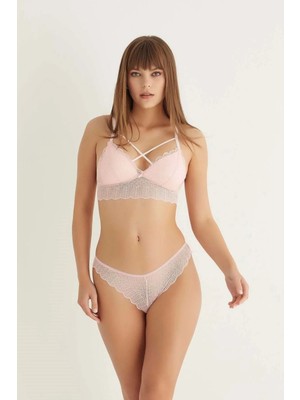 MiraLive Pudra Destekli Çapraz Dantelli Bralet Takım 5527