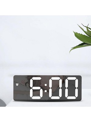 Techtic LED Dijital Masa Saati Alarm Termometre Tarih Aynalı Masaüstü Saat