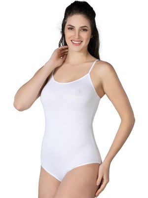 MiraLive Beyaz Emay 1415 Modal Cotton Çıtçıtlı Ince Askılı Body