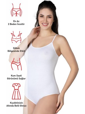 MiraLive Beyaz Emay 1415 Modal Cotton Çıtçıtlı Ince Askılı Body