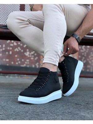 Afrodit Giyim CLZ741 - Siyah Bağcıklı Sneakers  Yarım Bilek Bot