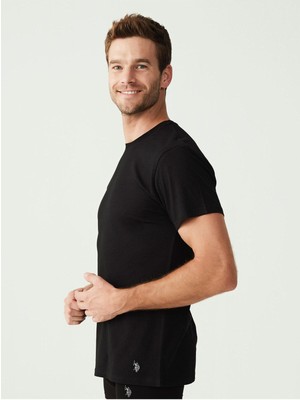 U.S. Polo Assn. Erkek Battal Siyah 2'li Yuvarlak Yaka T-Shirt 90002