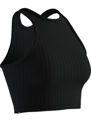 Domyos Kadın Crop Top Sporcu Atleti - Ultra Siyah
