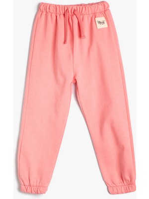Koton Basic Jogger Eşofman Altı Aplike Detaylı Beli Bağlamalı Pamuklu