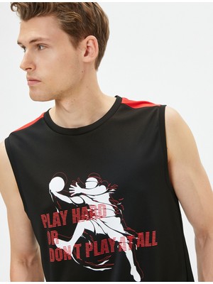 Koton Sporcu Atleti Basketbol Baskılı Kolsuz Bisiklet Yaka