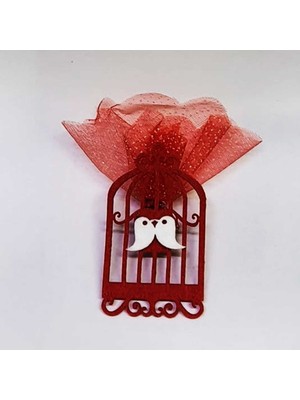 Depposite Keçe Kafesli Kuşlu Magnet - 50'li Kırmızı