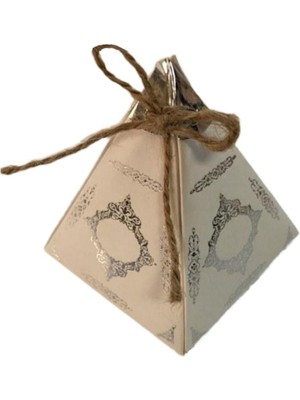 Depposite Karton Lokumluk Gümüş Saray Desenli Piramit Modeli 50'li Beyaz