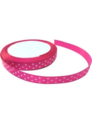 Depposite Saten Kurdele Puantiyeli Benekli Kurdele 1 cm - 10 m Fuşya