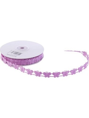 Depposite Kurdele Kelebekli Simli 2 cm - 18 Metre Pembe