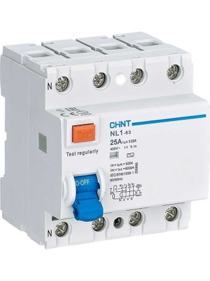 Chint Nl1 Serisi Ac Tipi 6ka 4 Kutuplu 30MA 40A Ka