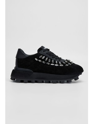 Valmenti Kadın Siyah Süet Deri Sneakers & Spor Ayakkabı 1011 6187 Bn Ayk SK23/24