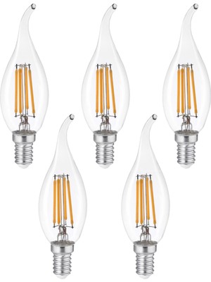 Heka 5'li Filament Rustik LED Ampul Kıvrık Uç 8W 3000K E14 Gün Işığı