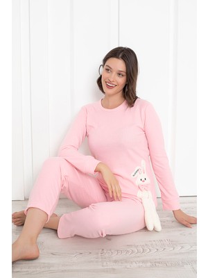 Wordex Fwn 4002 Interlok Kışlık Tavşanlı Kadın Pijama Takımı