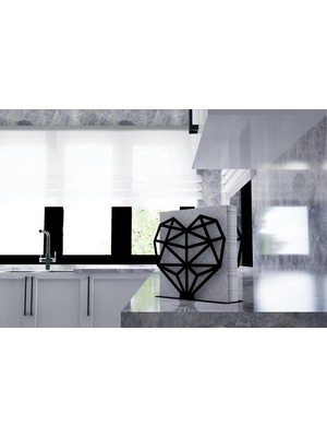 M&c Concept Kalp Metal Desenli Peçetelik - Siyah