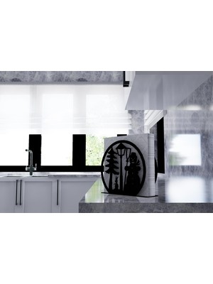 M&c Concept Yılbaşı Model-3 Metal Desenli Peçetelik - Siyah