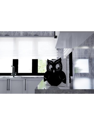 M&c Concept Baykuş Metal Desenli Peçetelik - Siyah