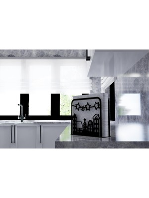 M&c Concept Yılbaşı Model-6 Metal Desenli Peçetelik - Siyah