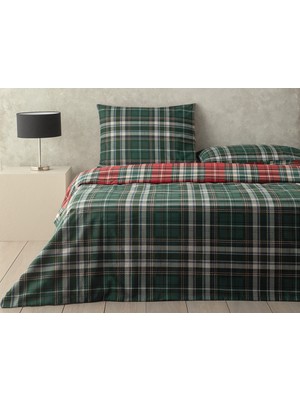 English Home Yılbaşı Royal Check Flanel Tek Kişilik Nevresim Takımı 160X220 cm Kırmızı