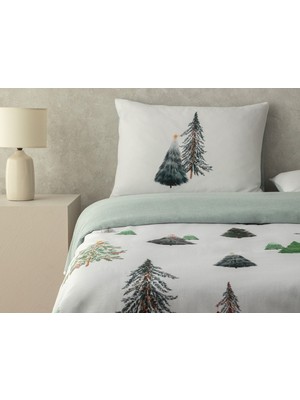 English Home Yılbaşı Pine Serenity Dijital Baskılı Soft Cotton Çift Kişilik Nevresim Takımı Yeşil