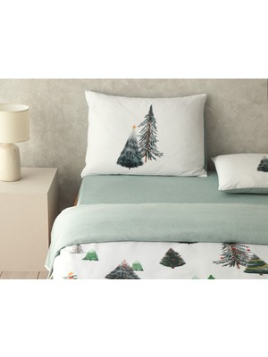 English Home Yılbaşı Pine Serenity Dijital Baskılı Soft Cotton Çift Kişilik Nevresim Takımı Yeşil