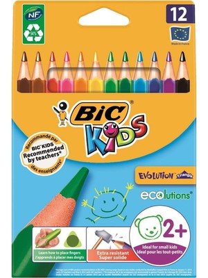 Bic Evolution Üçgen Jumbo Kuru Boya Kalemi 12'li Kutu