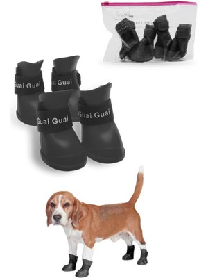MUJGAN Silikon Su Geçirmez Kedi Köpek Ayakkabısı Siyah L Beden